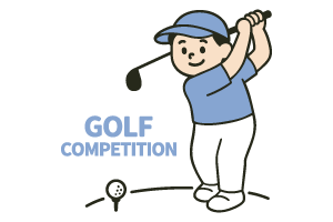 ゴルフを楽しむ男性のイラスト